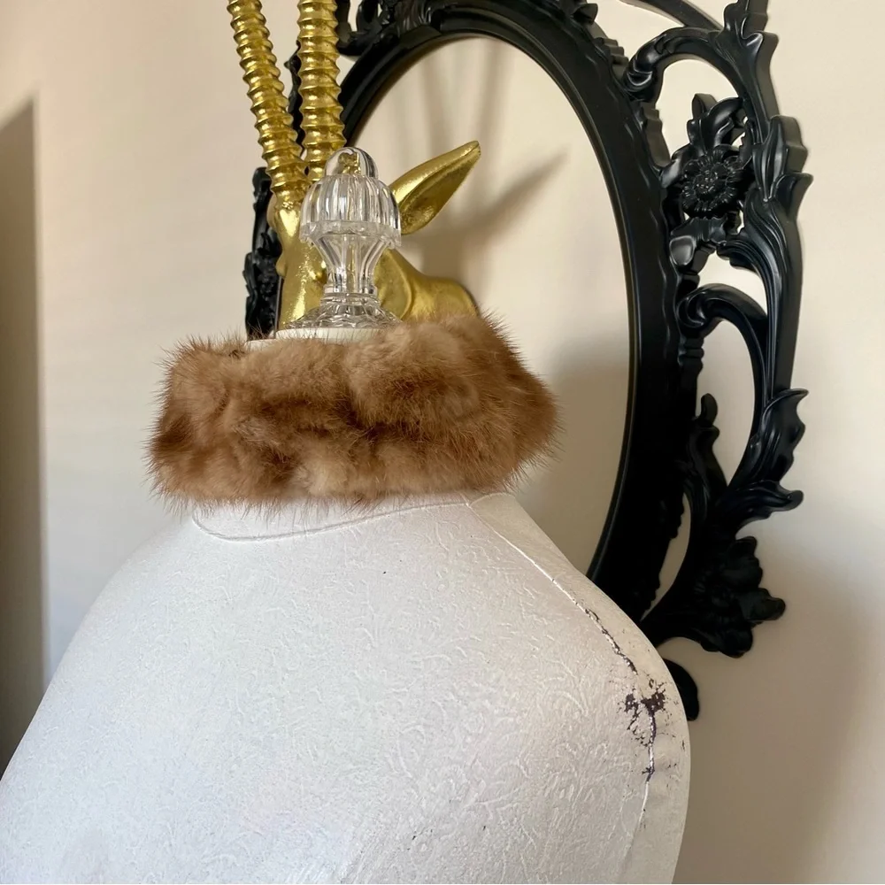 Vintage Real Brown and Tan Fur Collar